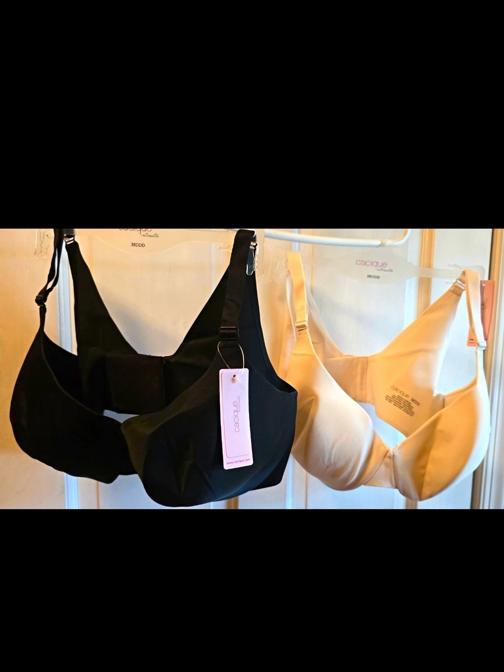 ​Lot of 2 NWT Cacique Lane Bryant Back Smoothing T-Shirt Bra 38DDD Black & White